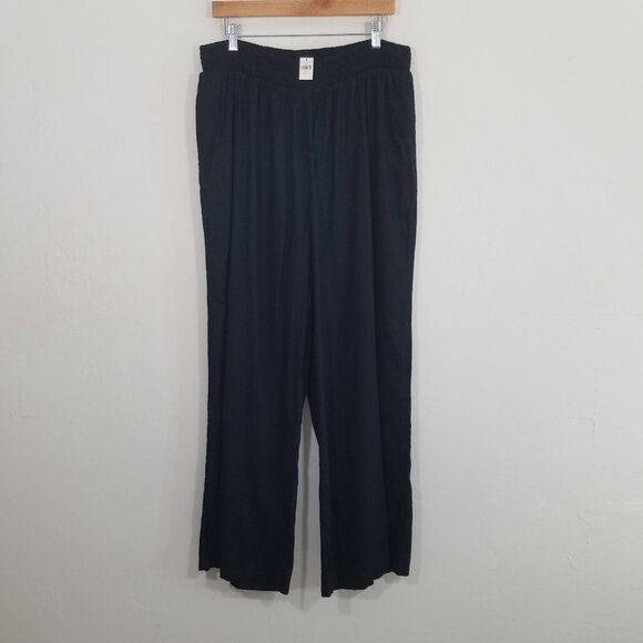 aerie Pants - NWT Aerie Linen Blend Wide Leg Pull-On Pants Black Size XL